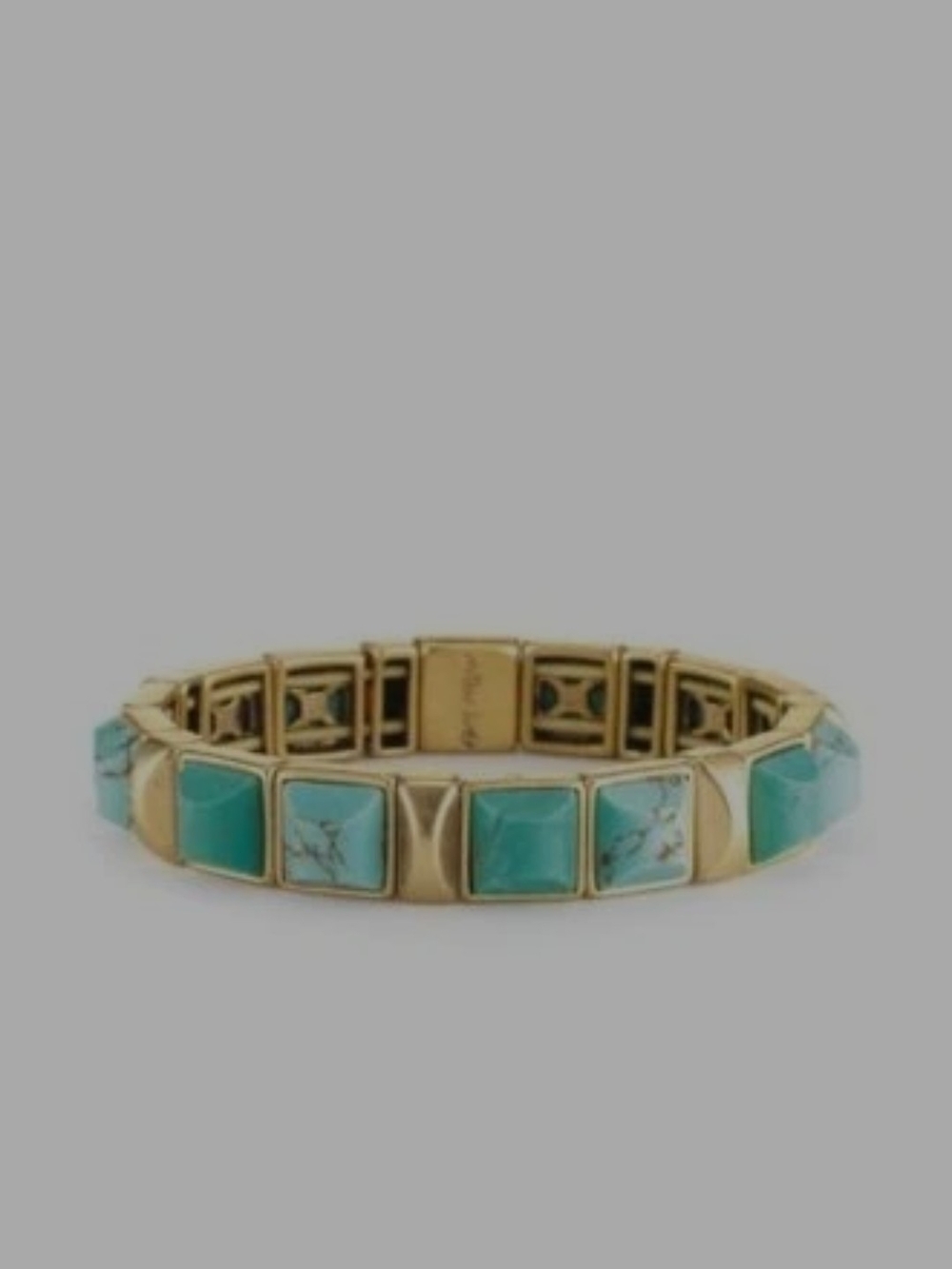 Stella & Dot Sawyer Stretch Gold-Tone Turquoise Square Stone Stretch Bracelet